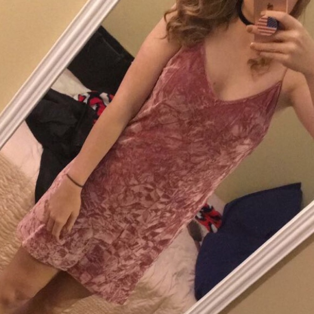 Pink velvet dress